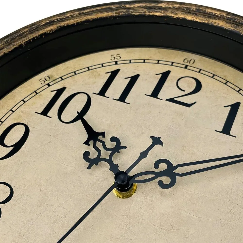 Small Retro Wall Clock, 12'' Non Ticking Classic Silent Vintage Wall Clocks Deco